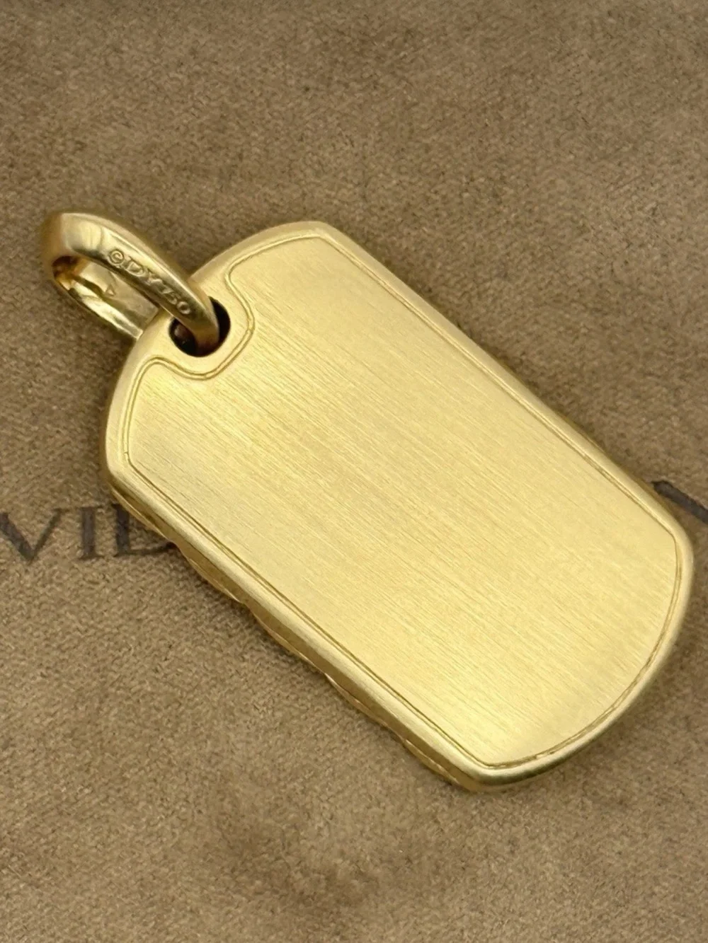 ORIGINAL 18k yellow gold David Yurman Gold Sculpted Wave Dog Tag Pendant Charm